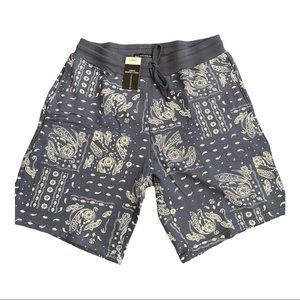 NWT No Boundries MEN’S Lounge SHORTS Blue Bandana Print PAJAMAs PJs Bottoms
